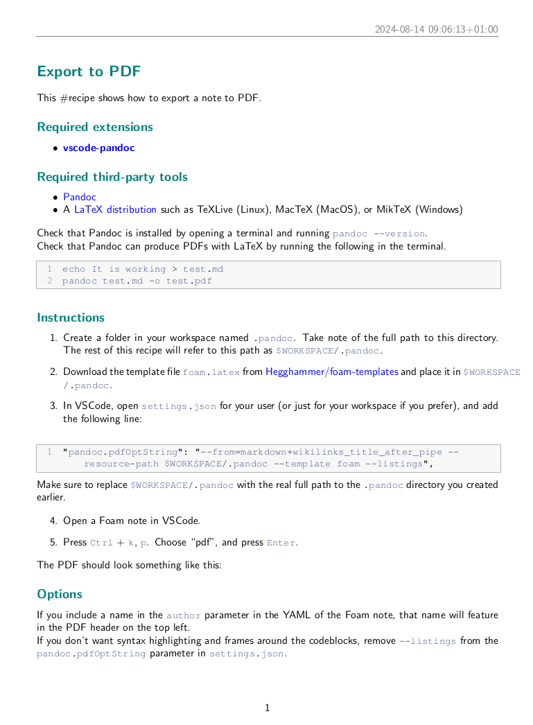 Sample PDF output